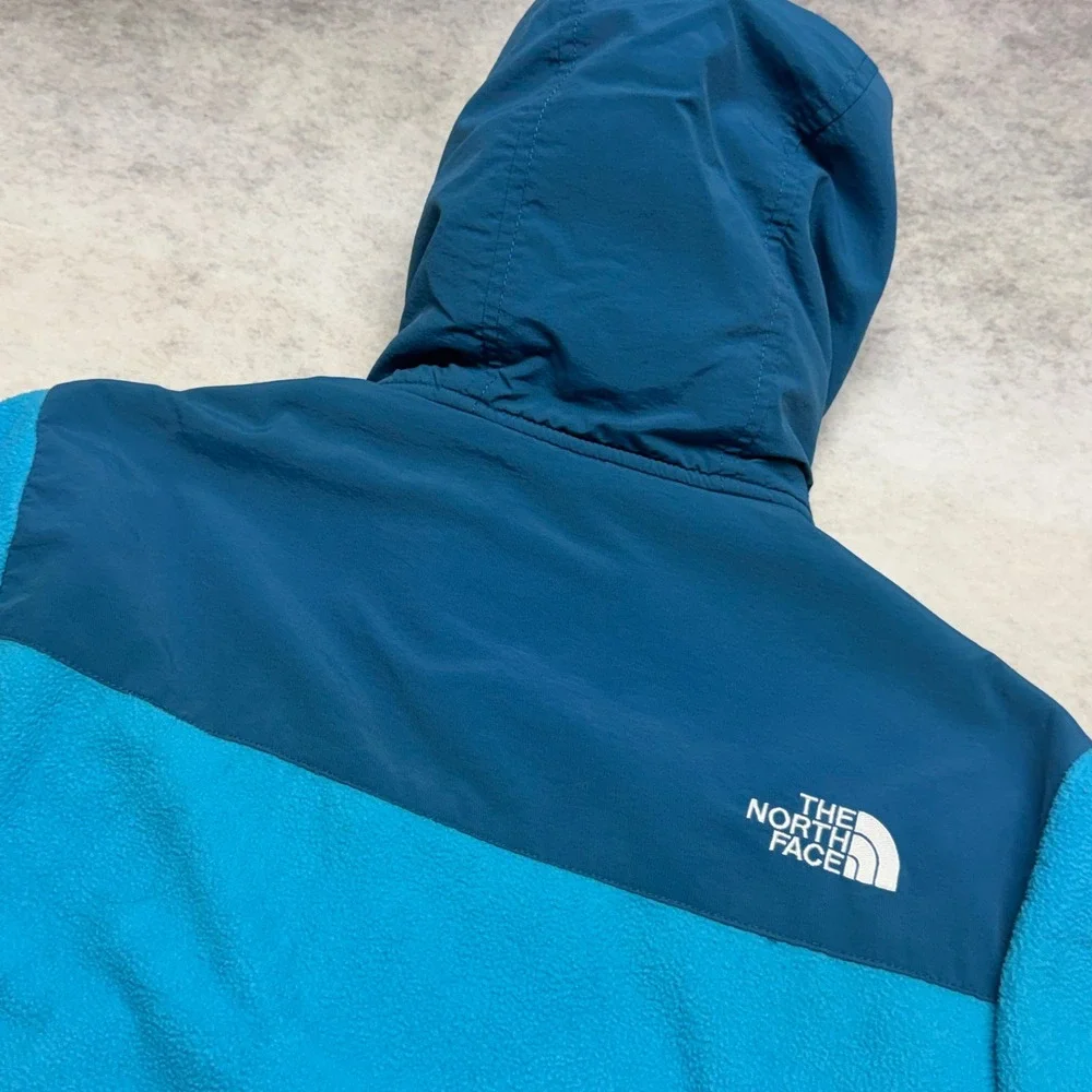The North Face Denali 2 Hooded Fleece Jacket Womens Medium Blue Full Zip‎ Hoodie
